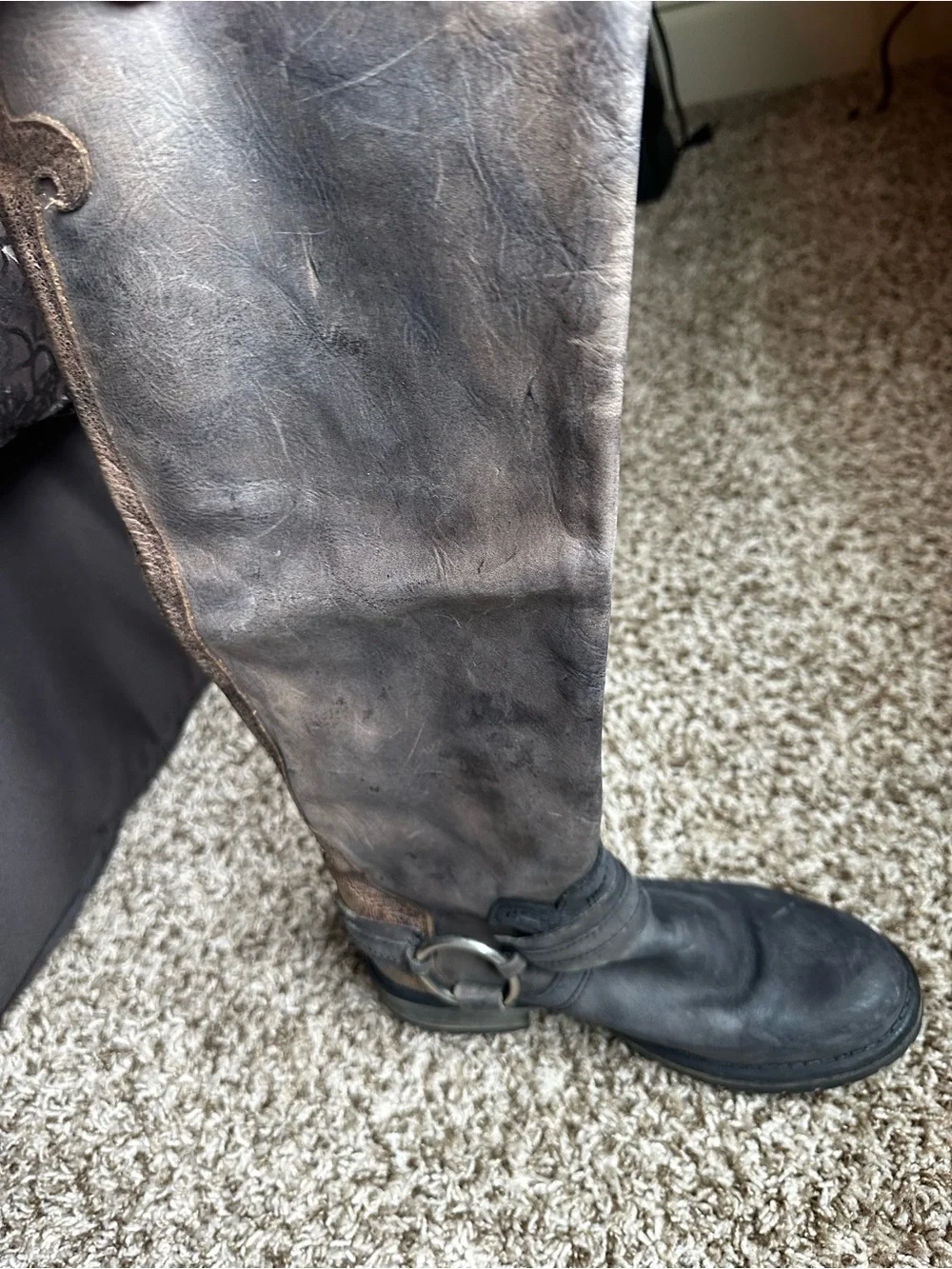 Steve Madden Brown Leather Tall Winter Rain Boots